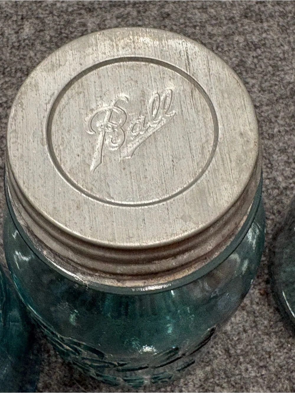 Ball Vintage Aqua Blue Mason Jars 1922-32 with Metal Lids - Set of 3